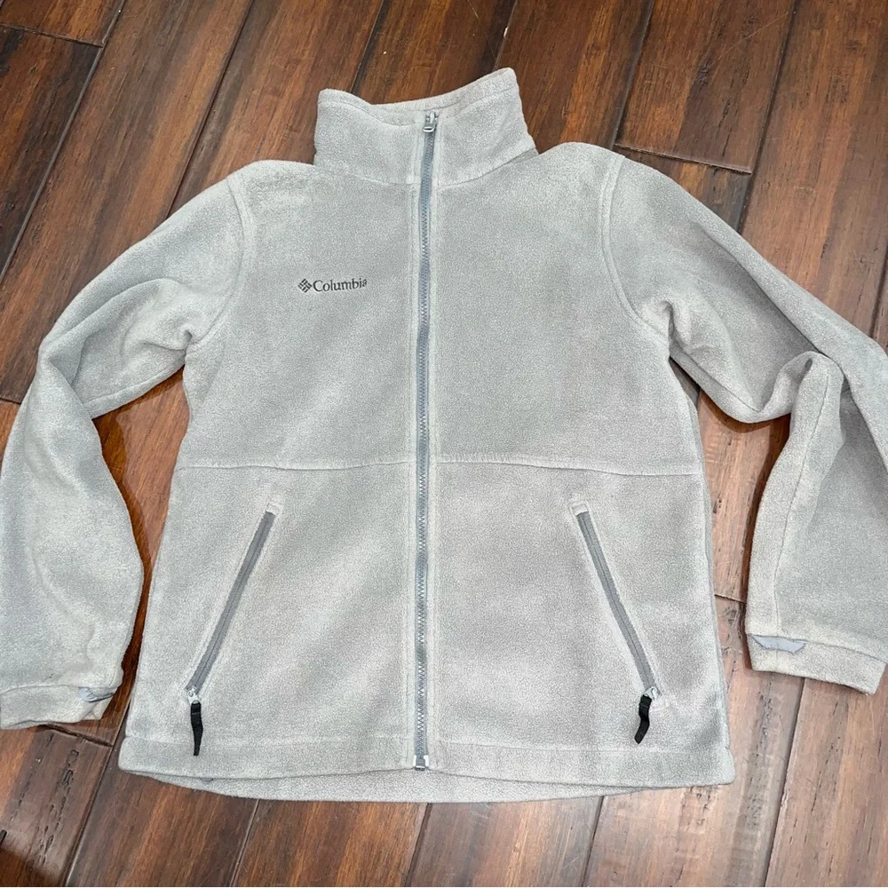 Columbia Vertex Light Gray Full-Zip Fleece Jacket Youth Size 14/16